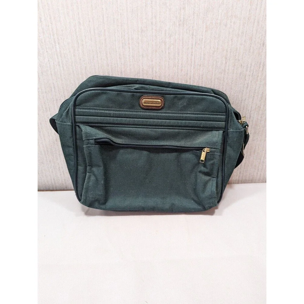 Vintage JAGUAR Travel Bag Carry On Shoulder Strap Luggage Zipper Green